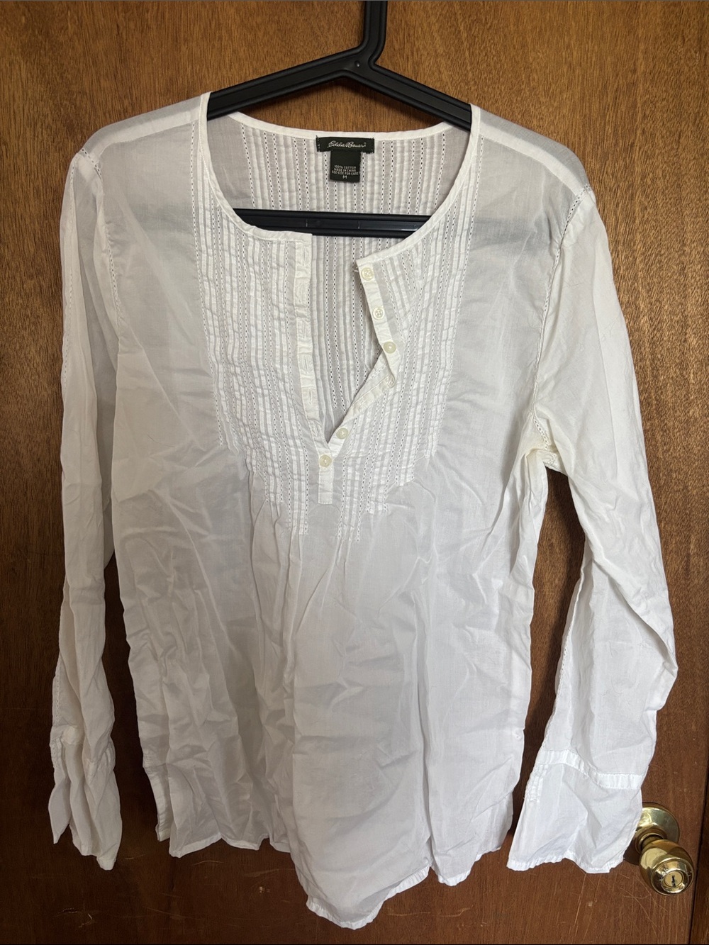 Eddie Bauer White Long-Sleeve Pullover Shirt
